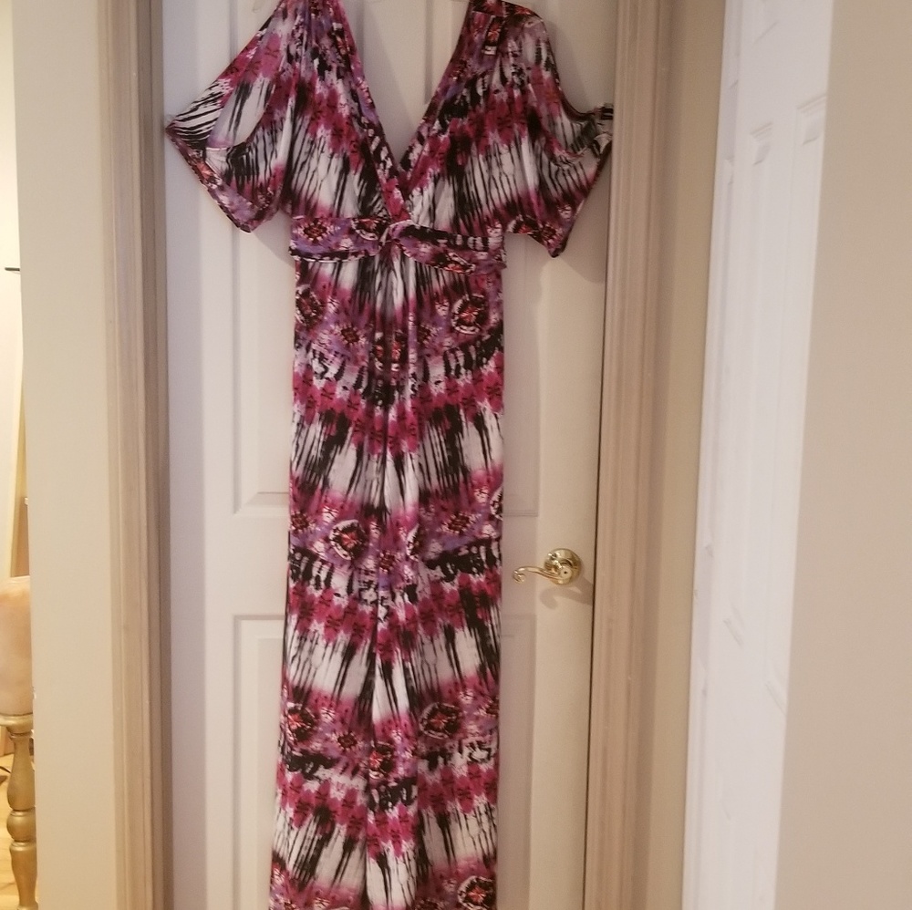 Kiyonna - Tie Dyed Cold Shoulder Maxi Dress - Sz 1 - Picture 1 of 6